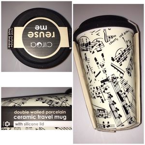 Ciroa Double Wall Ceramic Cup 12 oz MUSIC